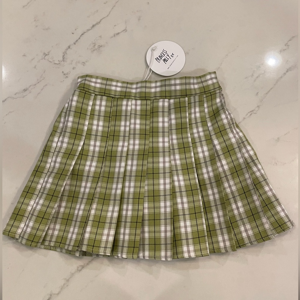 Princess Polly Green Plaid Skirt NWT